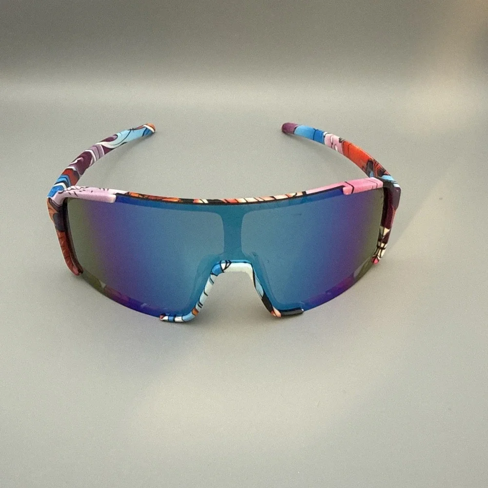 MULTICOLOR GRAFFITI UV400 Shield SUNGLASSES Mirror Lense Sports- Cycle - HOT
